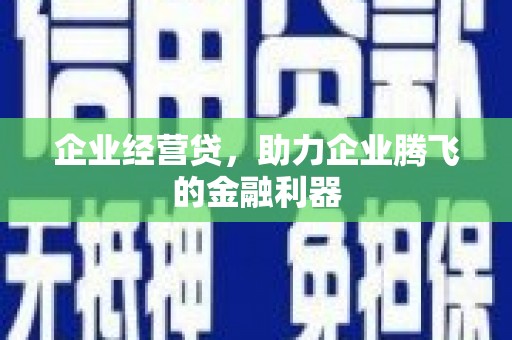 临漳企业经营贷，助力企业腾飞的金融利器