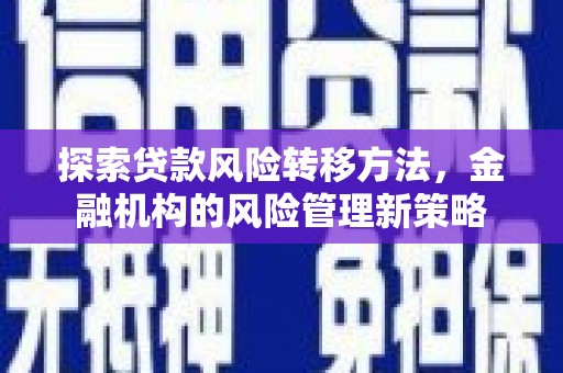 临漳探索贷款风险转移方法，金融机构的风险管理新策略
