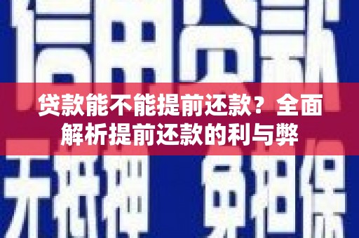 临漳贷款能不能提前还款？全面解析提前还款的利与弊