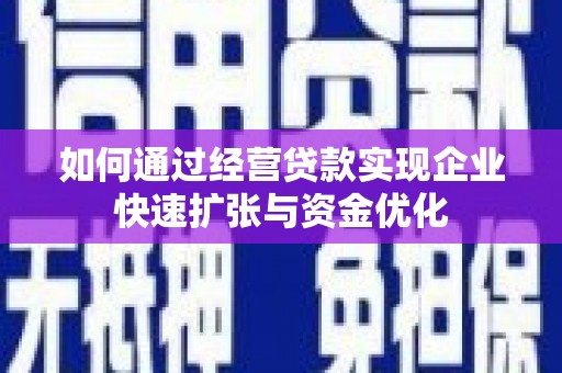 临漳如何通过经营贷款实现企业快速扩张与资金优化