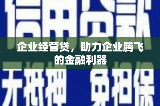临漳企业经营贷，助力企业腾飞的金融利器