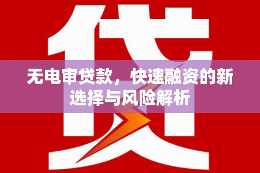 临漳无电审贷款，快速融资的新选择与风险解析