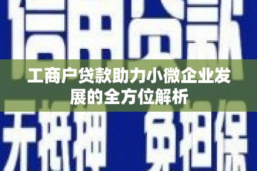 临漳工商户贷款助力小微企业发展的全方位解析