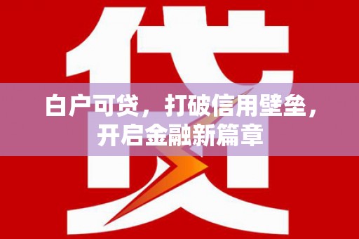 临漳白户可贷，打破信用壁垒，开启金融新篇章
