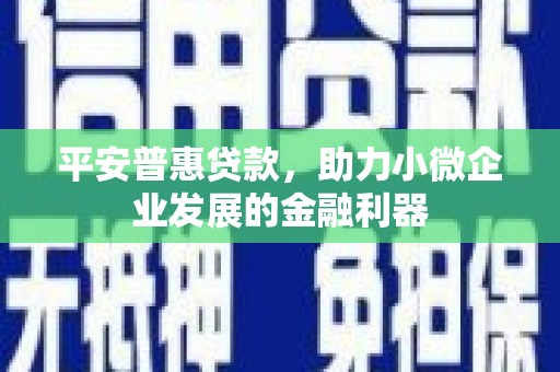 临漳平安普惠贷款，助力小微企业发展的金融利器
