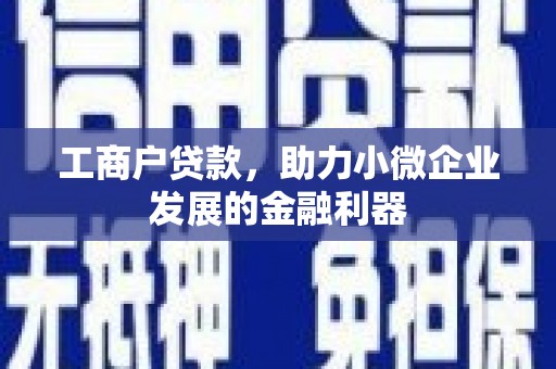临漳工商户贷款，助力小微企业发展的金融利器