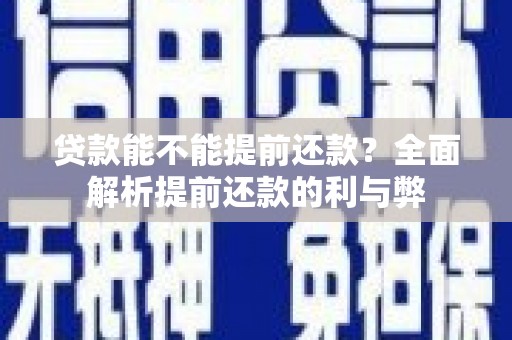 临漳贷款能不能提前还款？全面解析提前还款的利与弊
