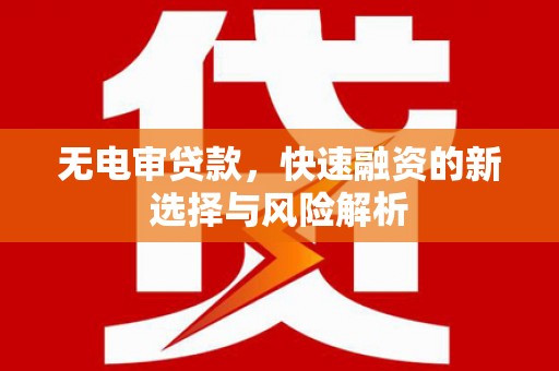 临漳无电审贷款，快速融资的新选择与风险解析
