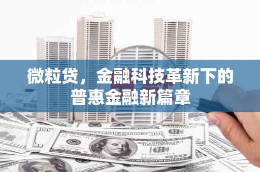 临漳微粒贷，金融科技革新下的普惠金融新篇章